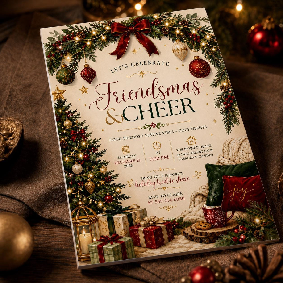 Friendsmas Invitation: Christmas Friends Party — Christmas celebration stationery by VoltBy