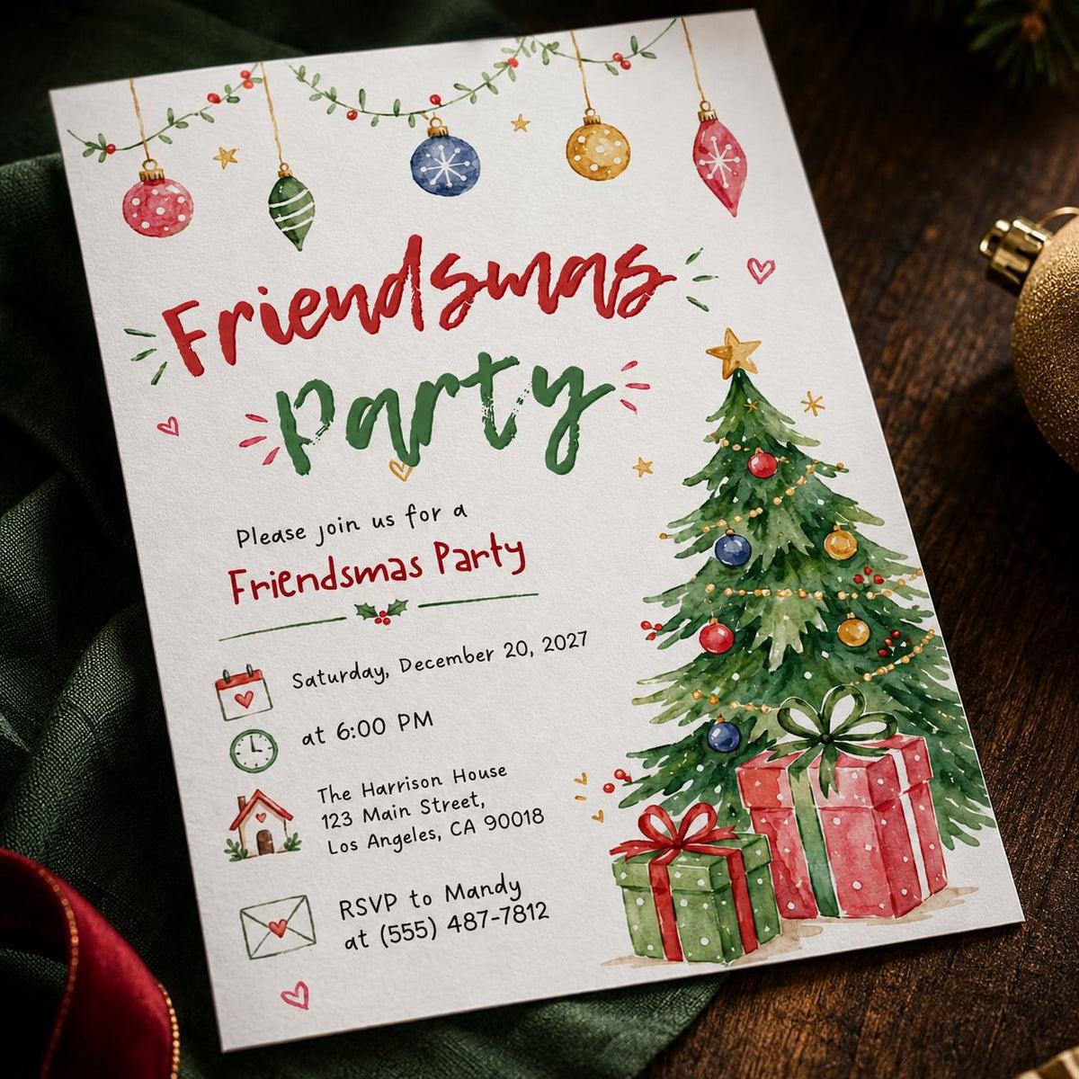Friendsmas Party Invitation — Christmas celebration stationery by VoltBy