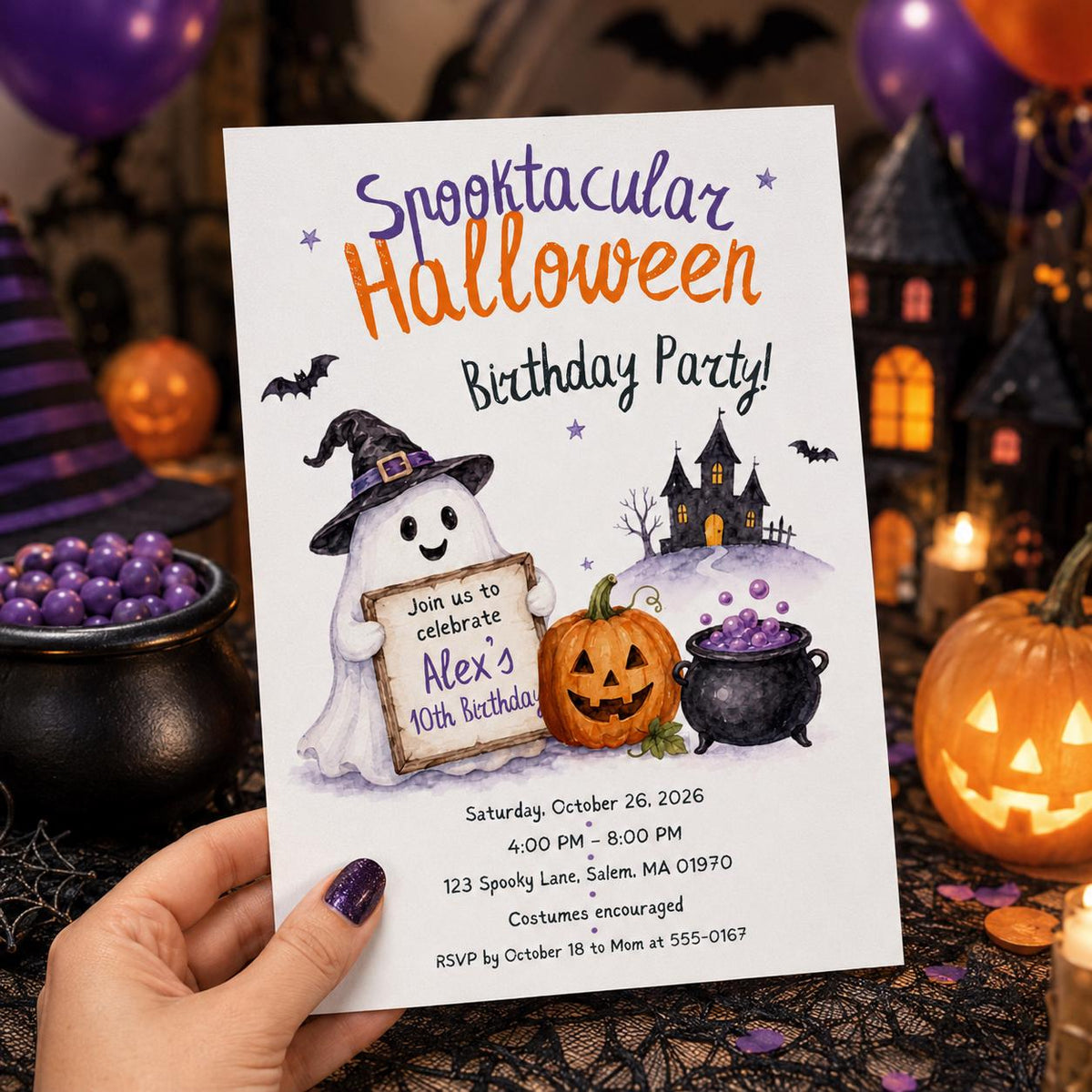 Ghost Halloween Birthday Invitation: Spooktacular Ghost Party for Kids — birthday party stationery by VoltBy