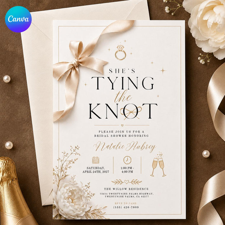 Gold and Neutral Bridal Shower Invitation