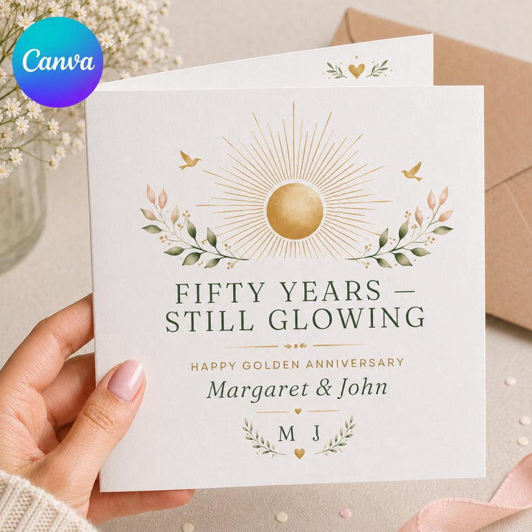Gold Elegant 50th Anniversary Greeting Card