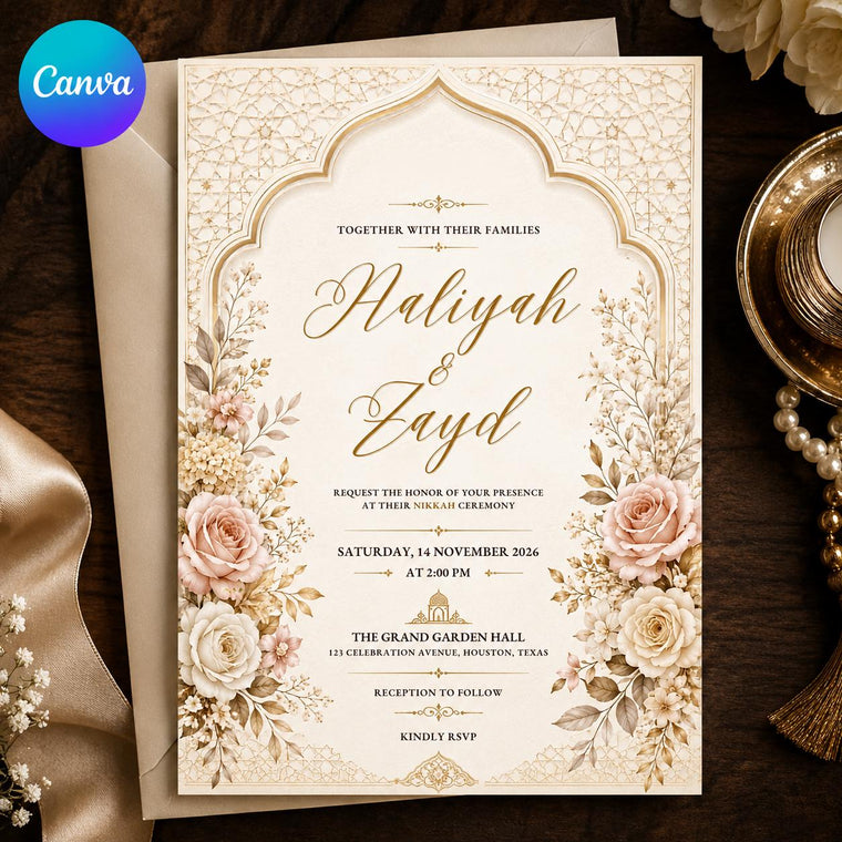 Gold Elegant Nikkah Invitation