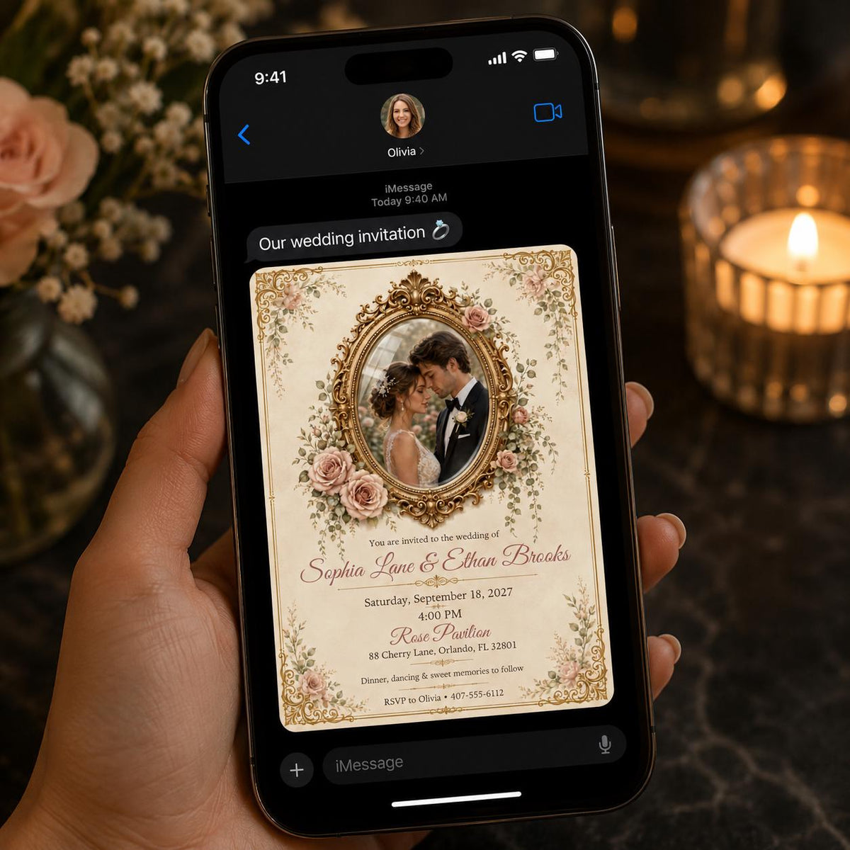 Gold Elegant Vintage Wedding Invitation — digital invitation, instant download