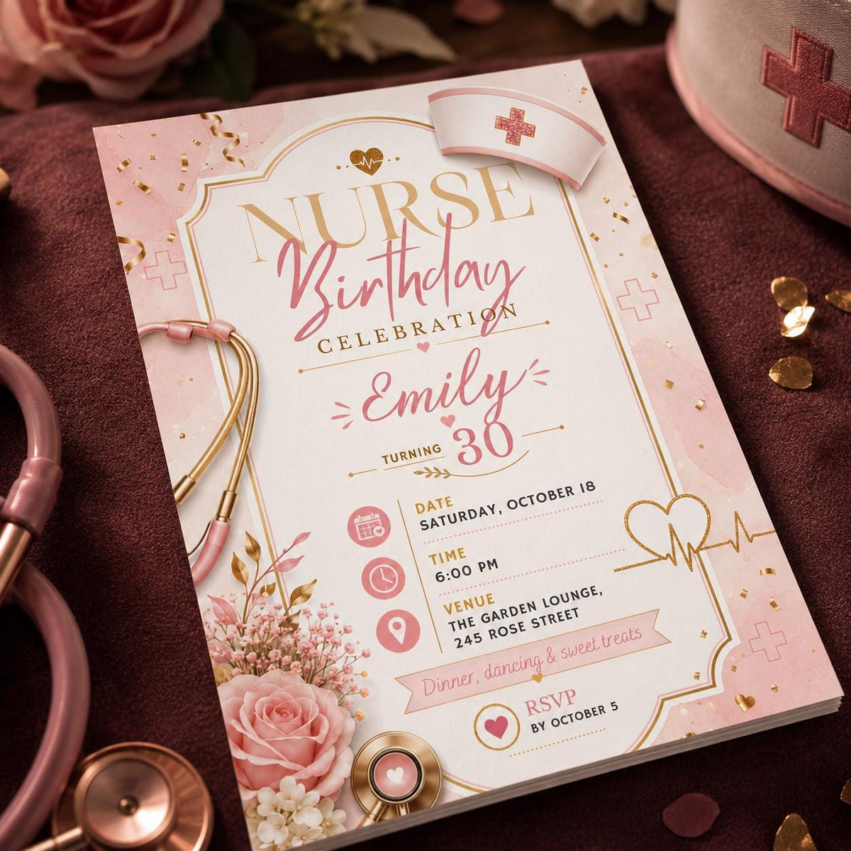 Green and Gold Christmas Baby Shower Invitation — digital invitation, instant download