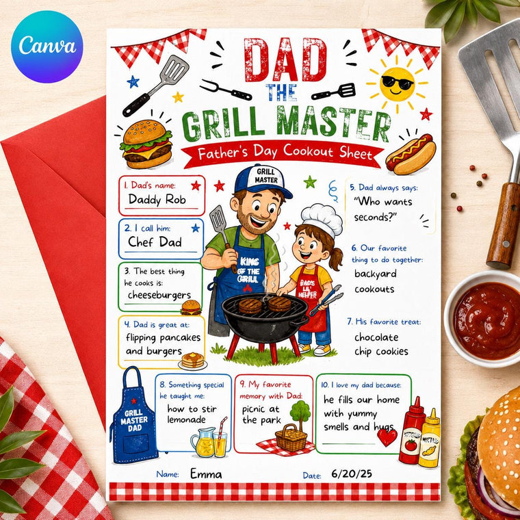 Grill Master Dad Father's Day Activity Sheet