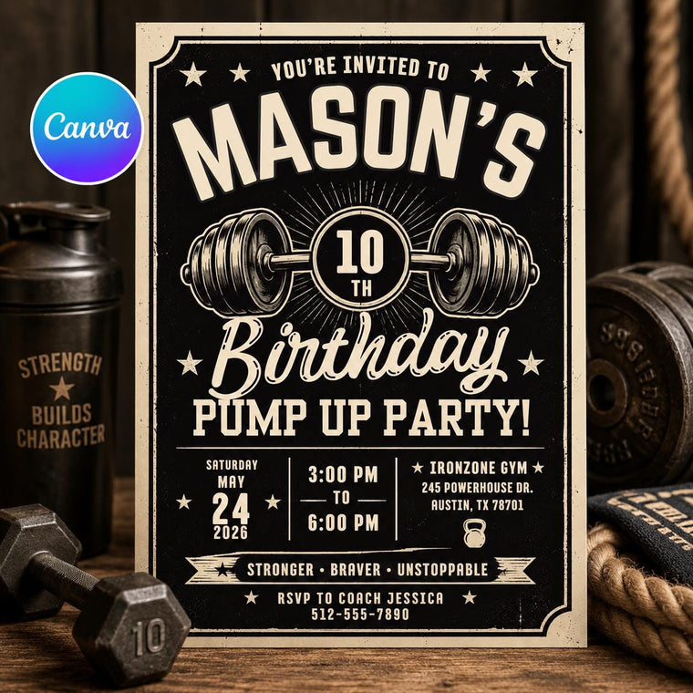 Gym 10th Birthday Invitation