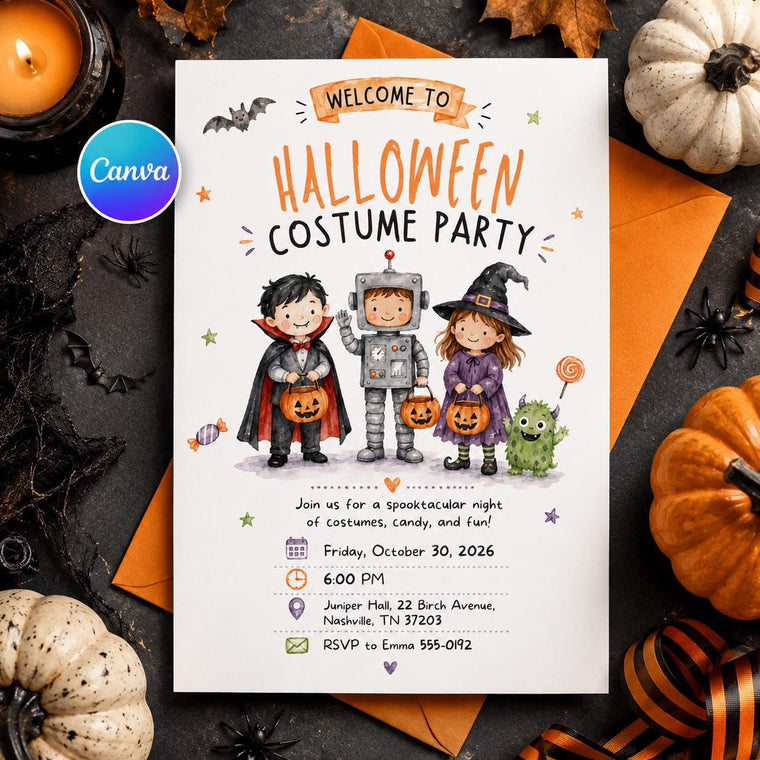 Halloween Costume Party Invitation: Kids Spooky Trick or Treat