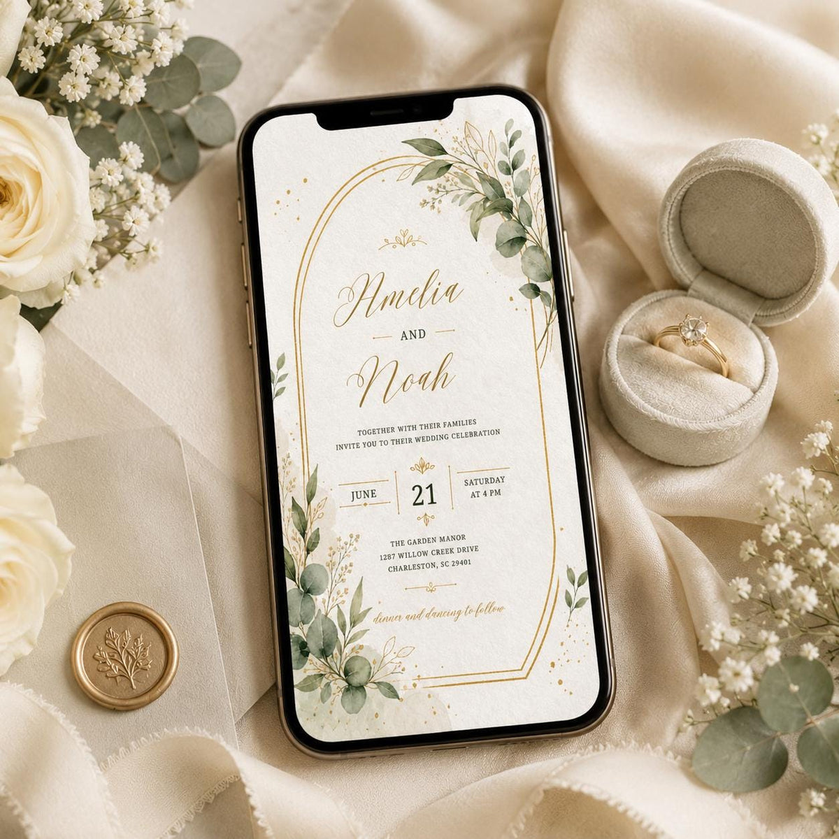 Watercolor Elegant Floral Wedding Invitation — wedding stationery by VoltBy