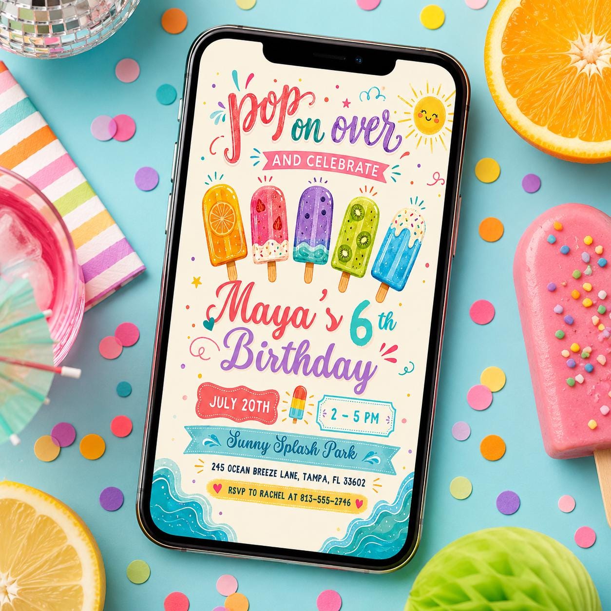 Pop on Over Birthday Invitation, popcorn Invitation, Editable Birthday invite, popcorn, popsicle, movie, Popsicle Theme, Canva Template __etsy:8047107401