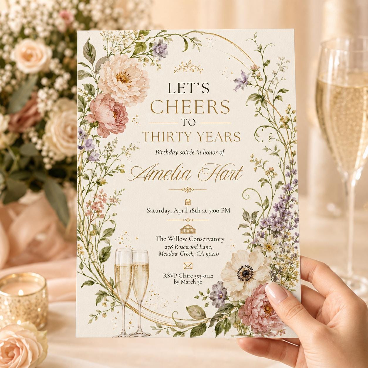 30th Birthday Invitation Template, Cheers to 30 Years Invitation, Whimsical Thirty Invite, Beer 30th Party Invite, Printable Digital Canva __etsy:8063264104