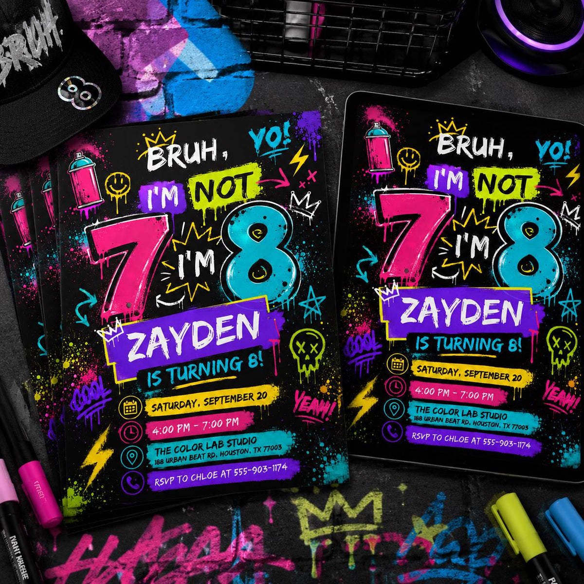 Graffiti Birthday Invitation — design view 2