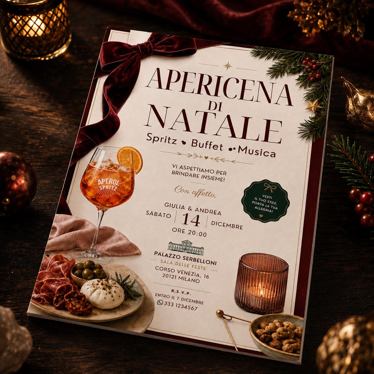 Italian Christmas Aperitivo Invitation — digital invitation, instant download