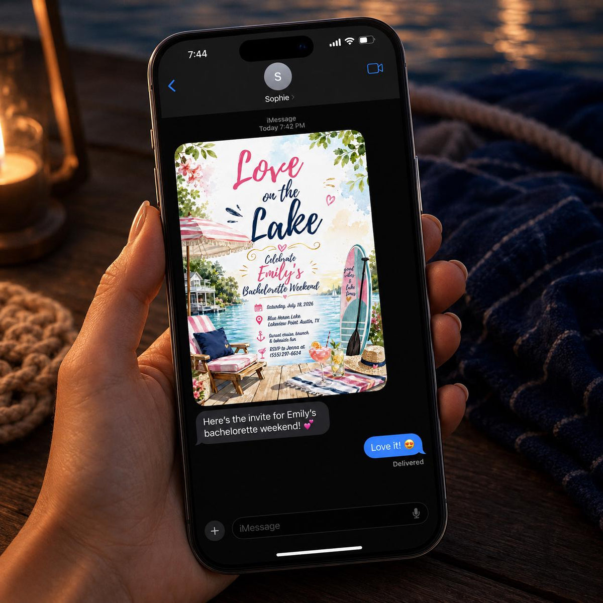 Lake Bachelorette Invitation — bachelorette party stationery by VoltBy