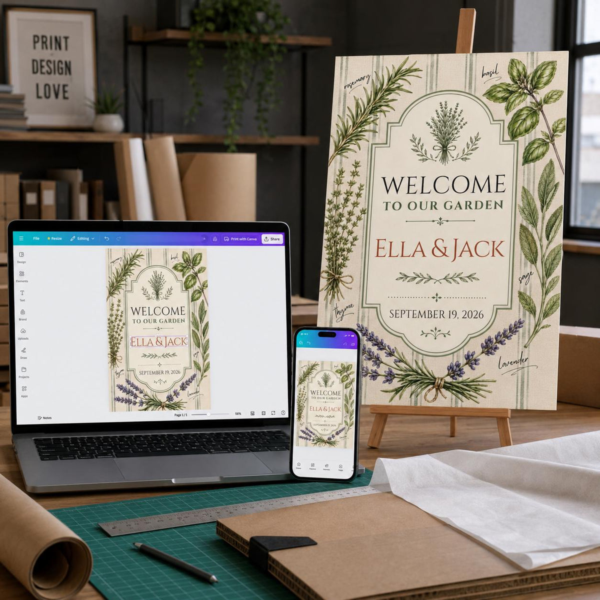 Lavender Botanical Garden Wedding Welcome Sign — wedding stationery by VoltBy
