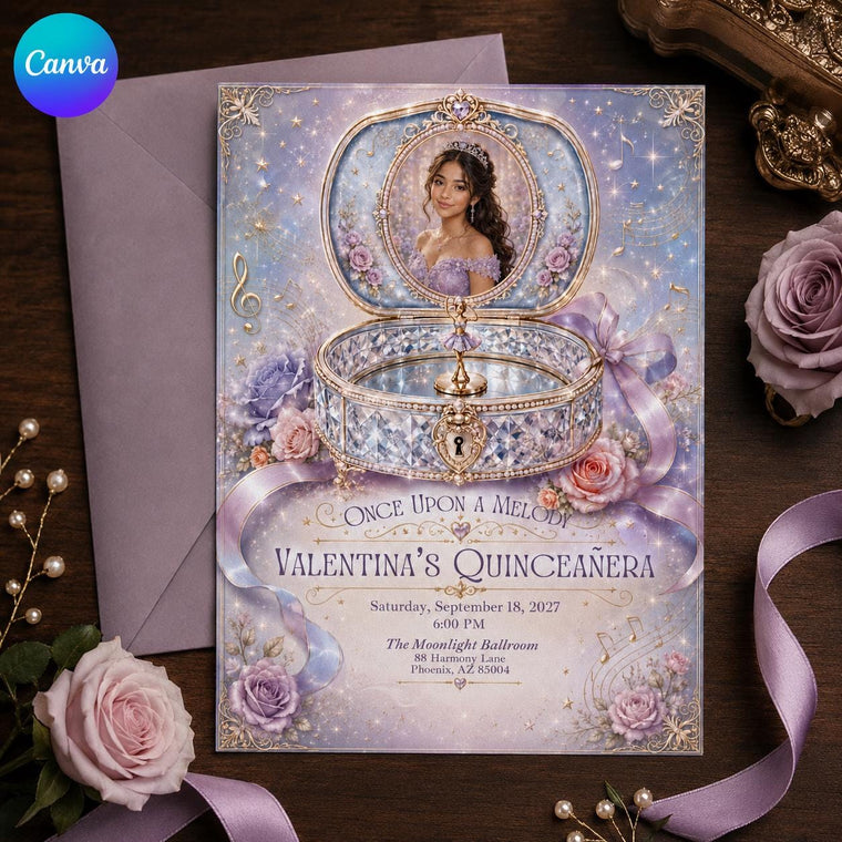 Lavender Floral Quinceanera Invitation