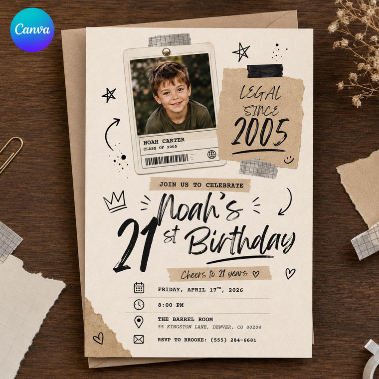 Legal Since 2005 Retro 21st Birthday Photo Invitation