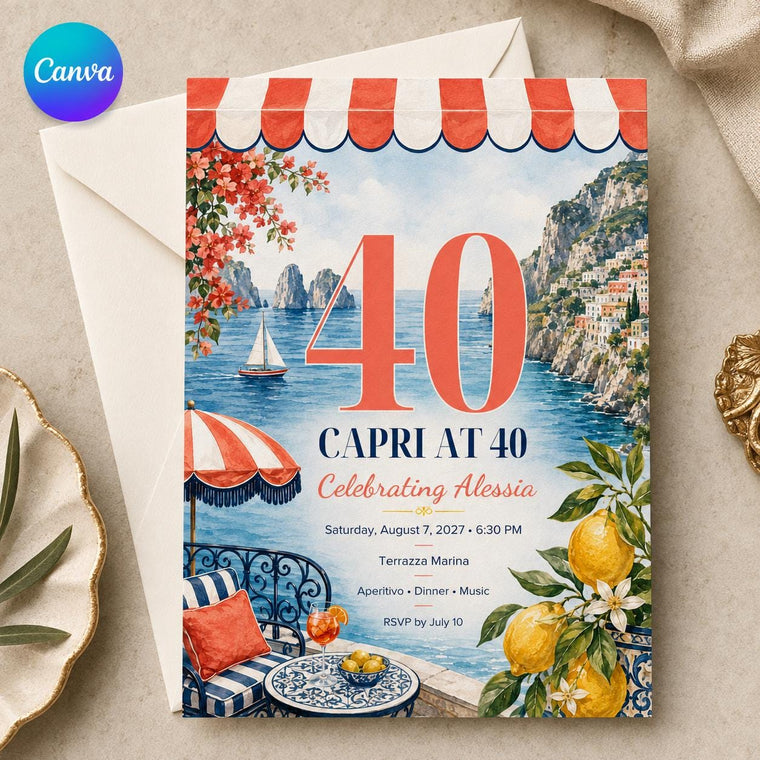 Lemon Capri 40th Birthday Invitation