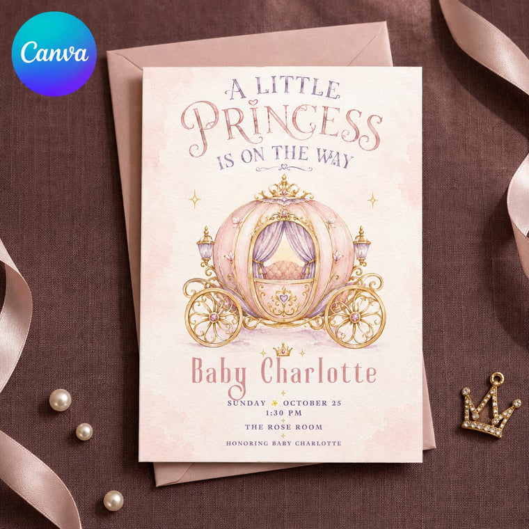 Little Princess Carriage Baby Shower Invitation
