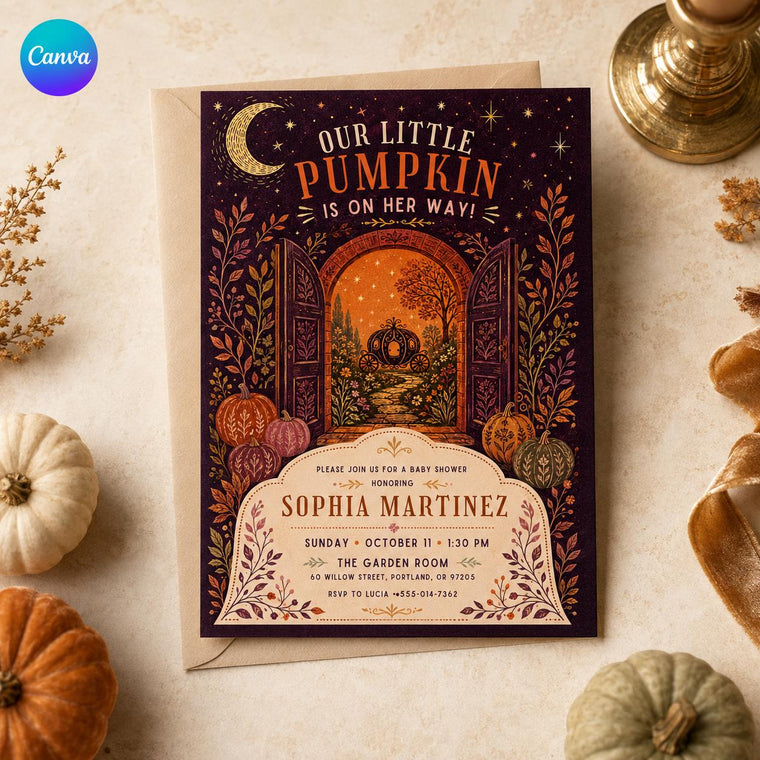 Little Pumpkin Baby Shower Invitation: Fall Autumn Pumpkin