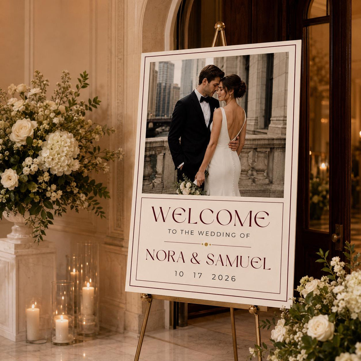 Minimalist Modern Wedding Welcome Sign with Photo — wedding stationery by VoltBy