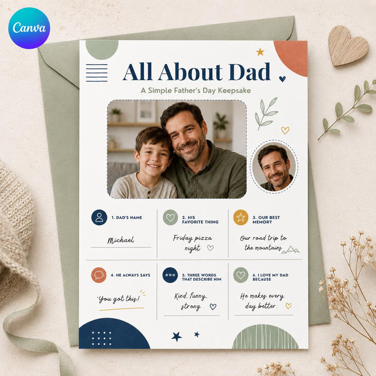 Modern All About Dad Photo Keepsake Questionnaire