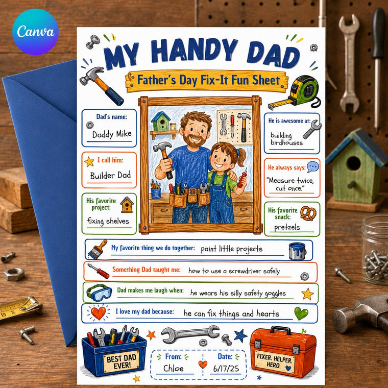My Handy Dad Father's Day Tool Worksheet