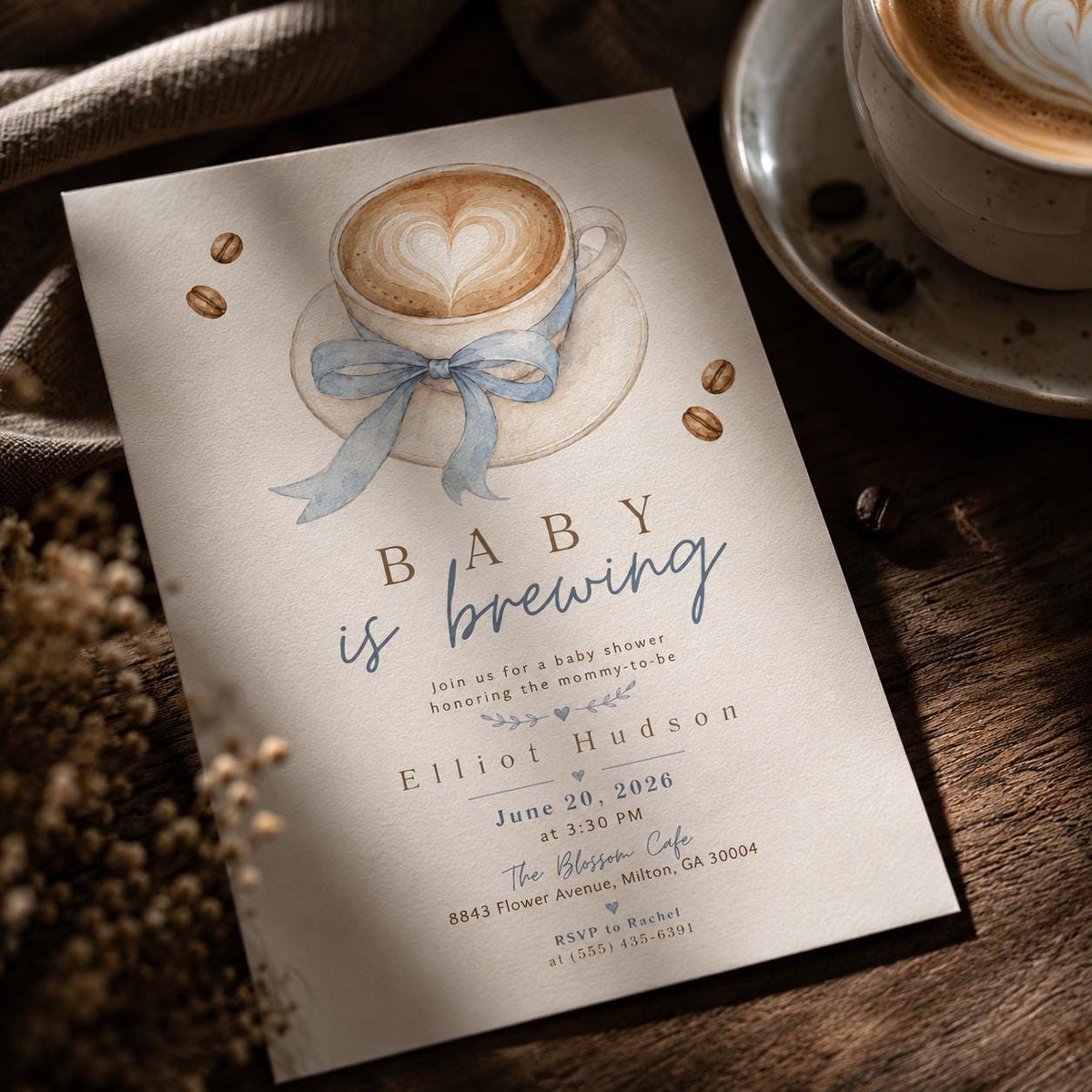 Neutral Baby Is Brewing Coffee Baby Shower Invitation — baby shower stationery by VoltBy