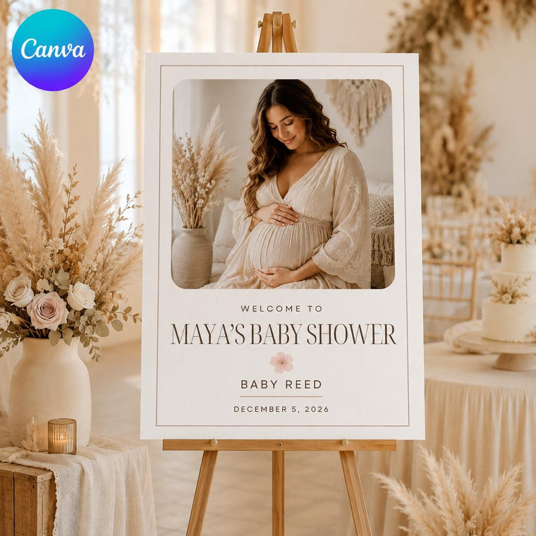 Neutral Minimalist Baby Shower Welcome Sign