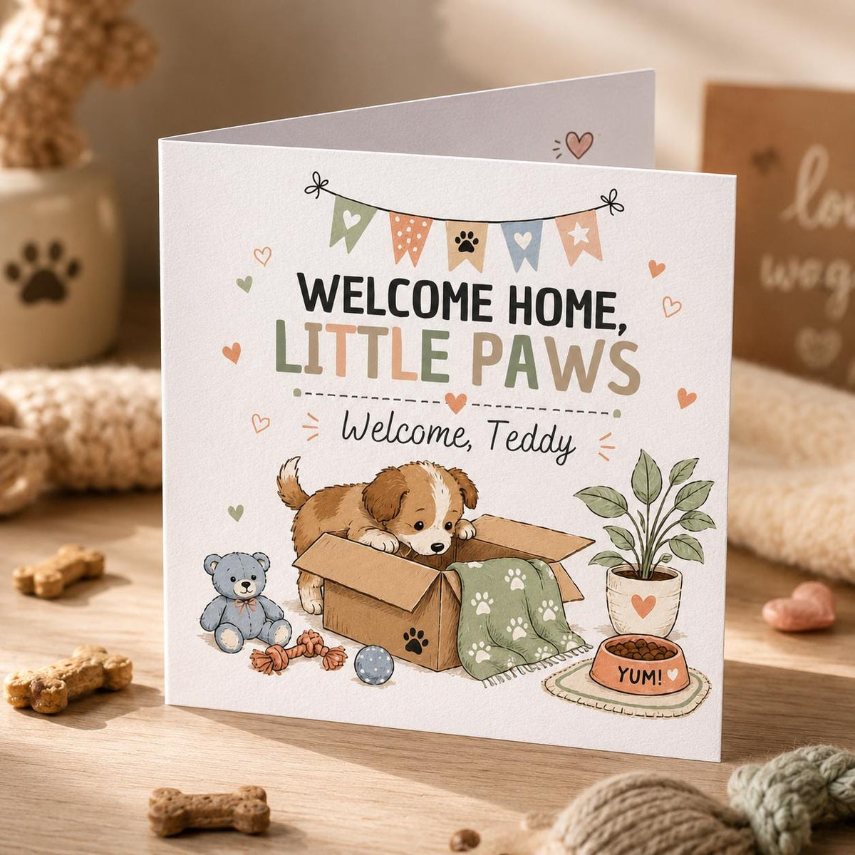 New Puppy Greeting Card — welcome home stationery by VoltBy