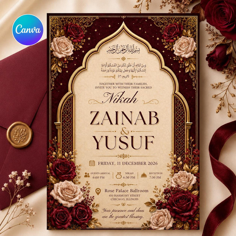 Nikah Invitation with Ornate Arch
