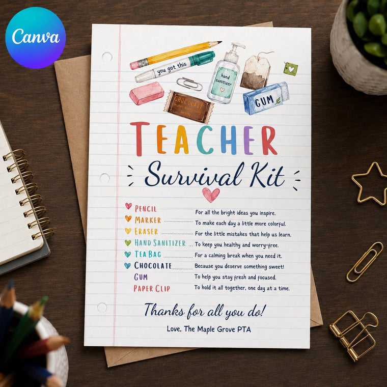 Notebook Teacher Survival Kit Gift Sign