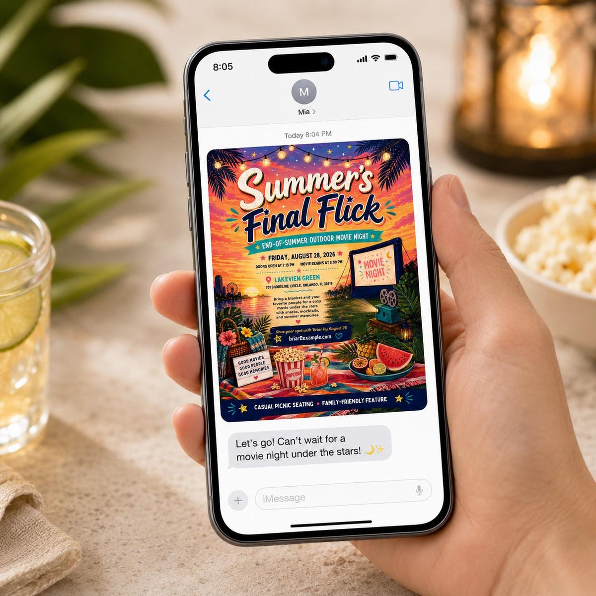 Outdoor Movie Night Invitation — digital invitation, instant download