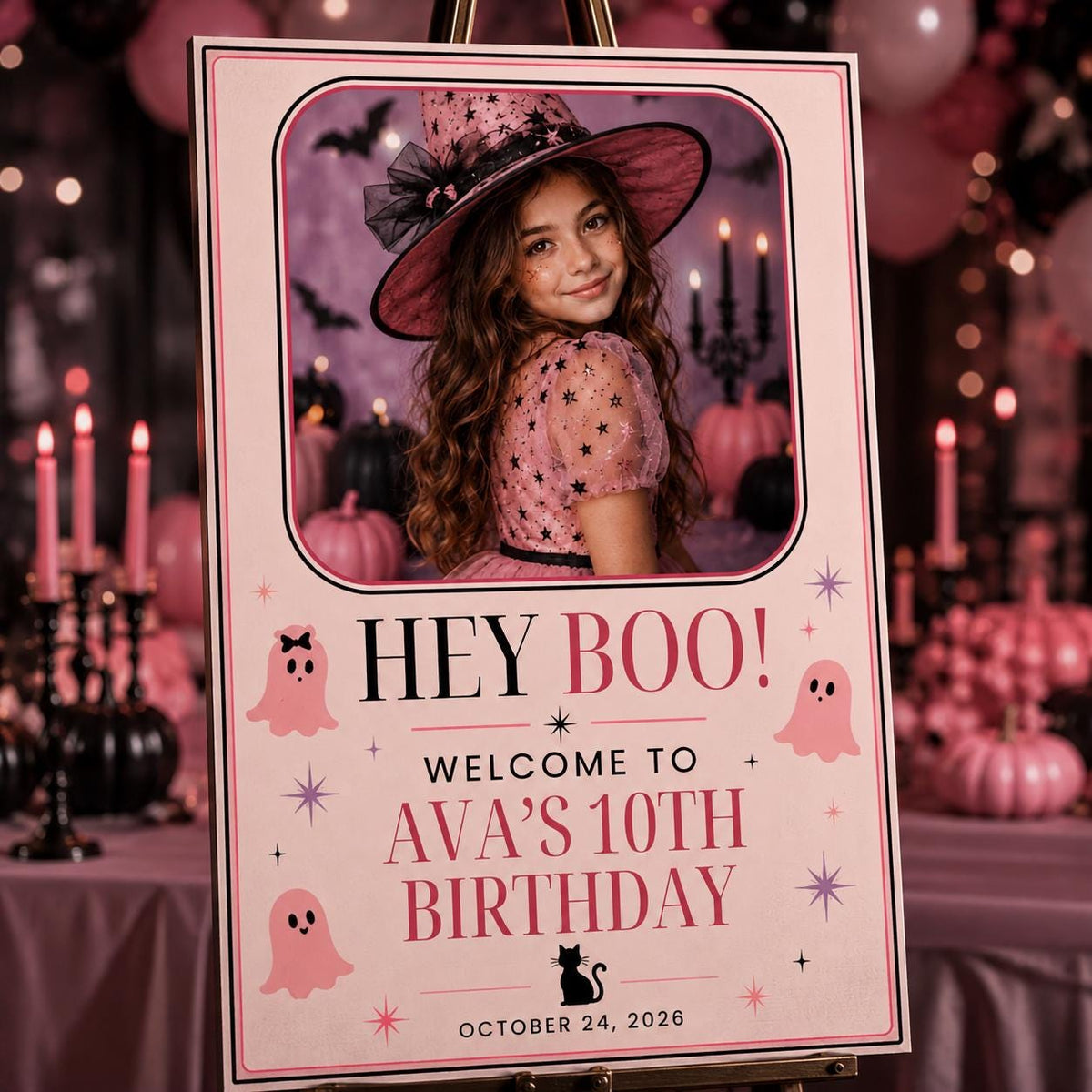 Pink 10th Birthday Welcome Sign for Girls — digital welcome sign, instant download