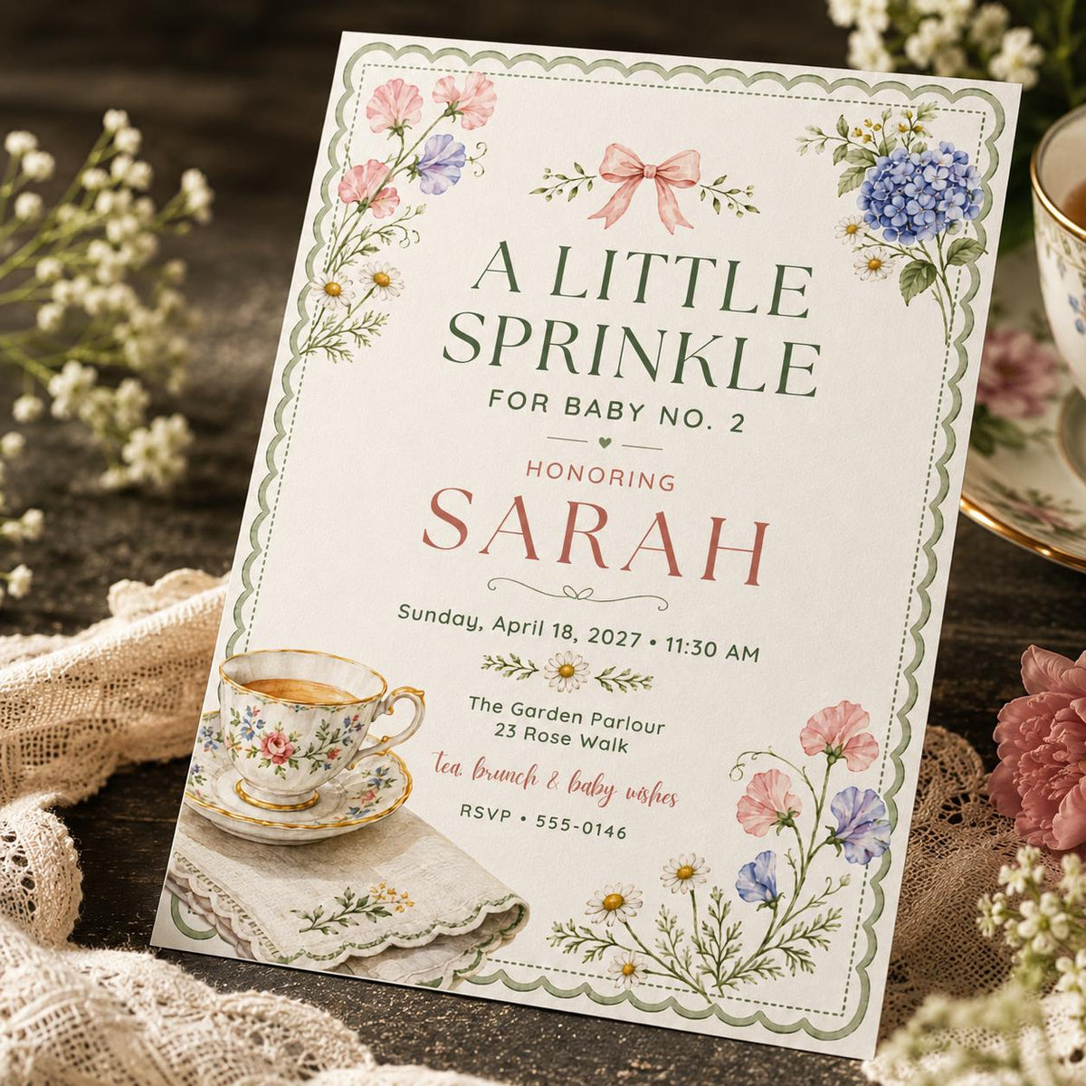 Pink and Blue Baby Sprinkle Invitation — print-ready baby sprinkle design from VoltBy
