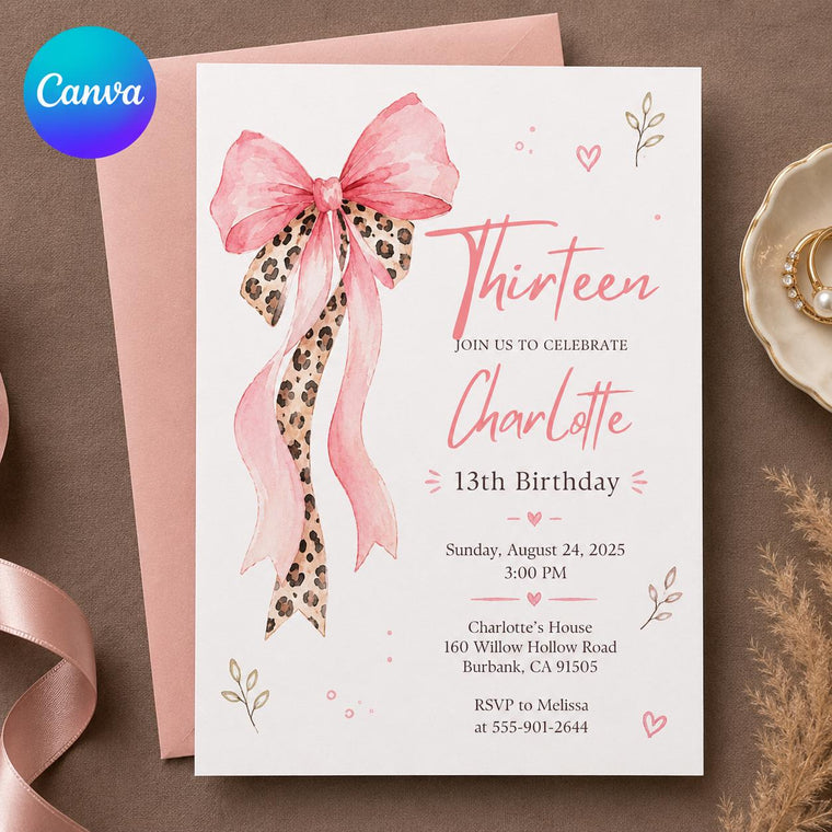 Pink Coquette 13th Birthday Invitation for Girls