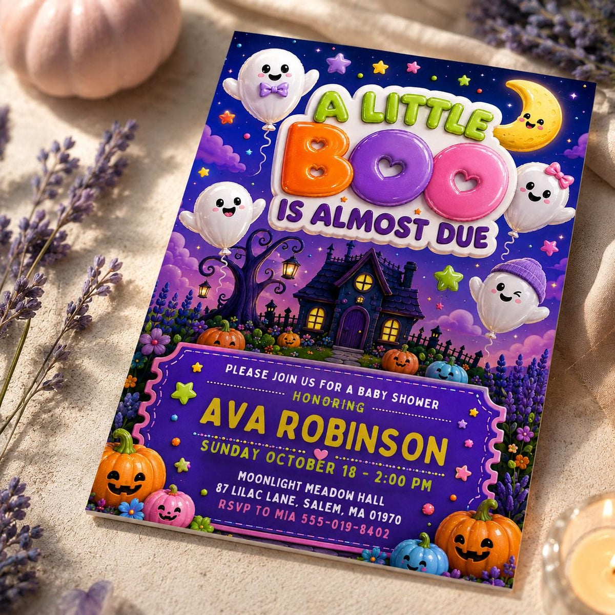 Pumpkin A Little Boo Baby Shower Invitation — digital invitation, instant download