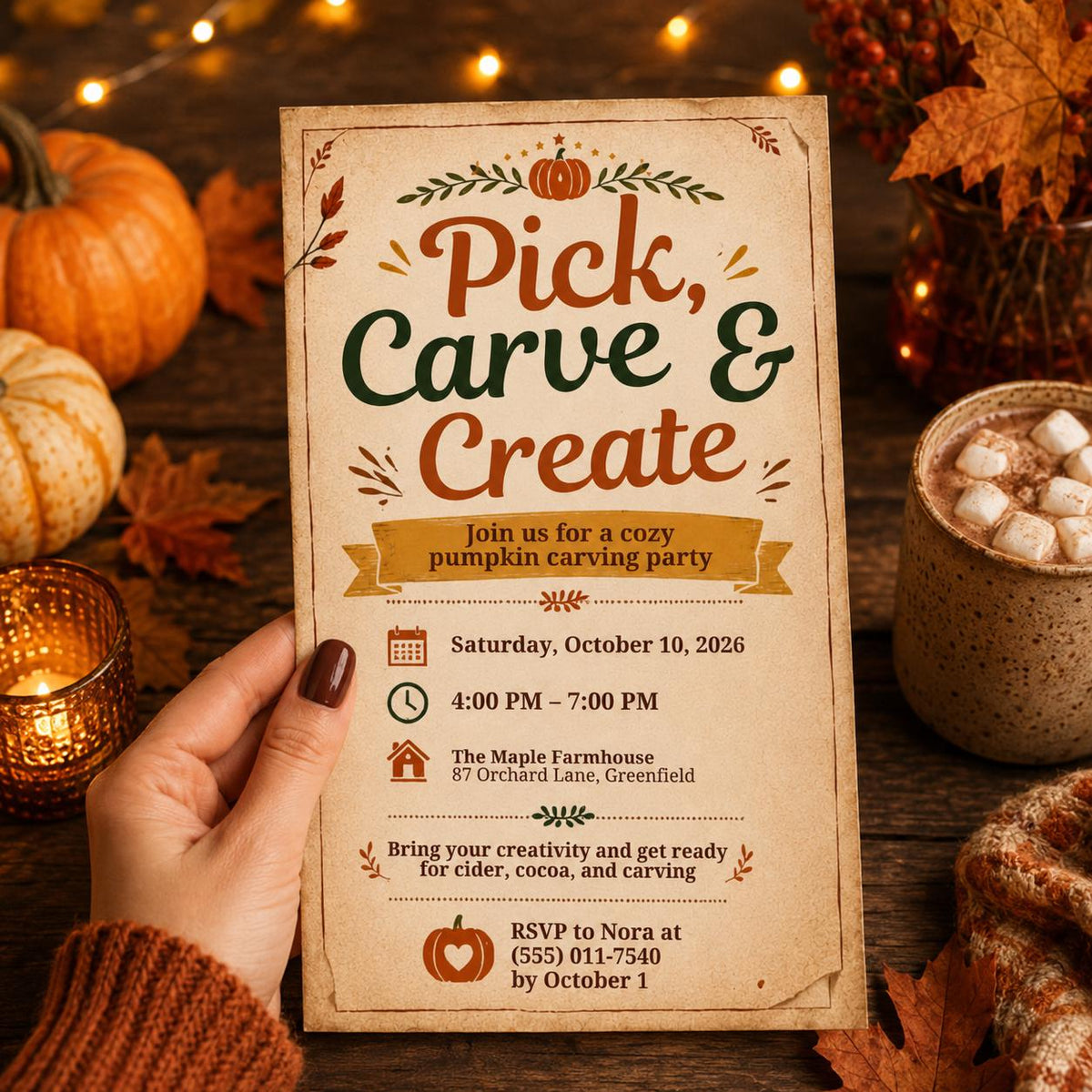 Pumpkin Carving Party Invitation: Fall Autumn — Halloween party stationery by VoltBy