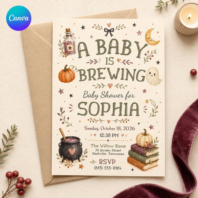 Pumpkin Halloween Baby Shower Invitation: Cute Pumpkin Witch Party