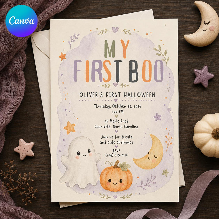 Pumpkin My First Boo Halloween Invitation
