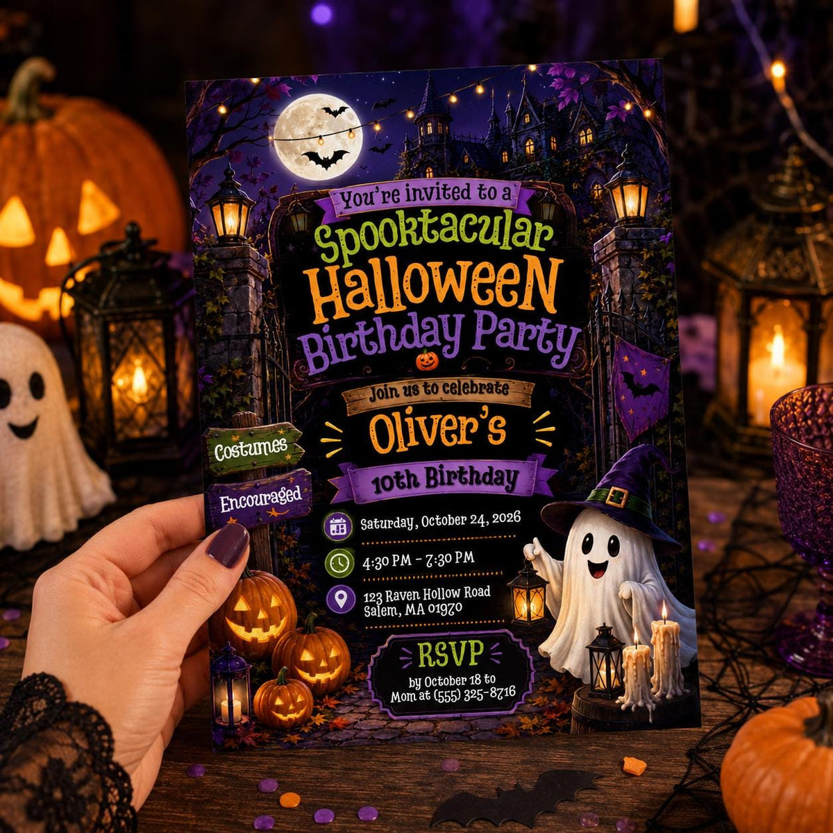 Pumpkin Spooktacular Halloween Birthday Invitation — digital invitation, instant download