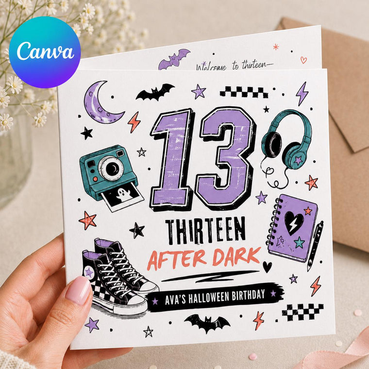 Purple 13th Halloween Birthday Greeting Card for Teen Girl