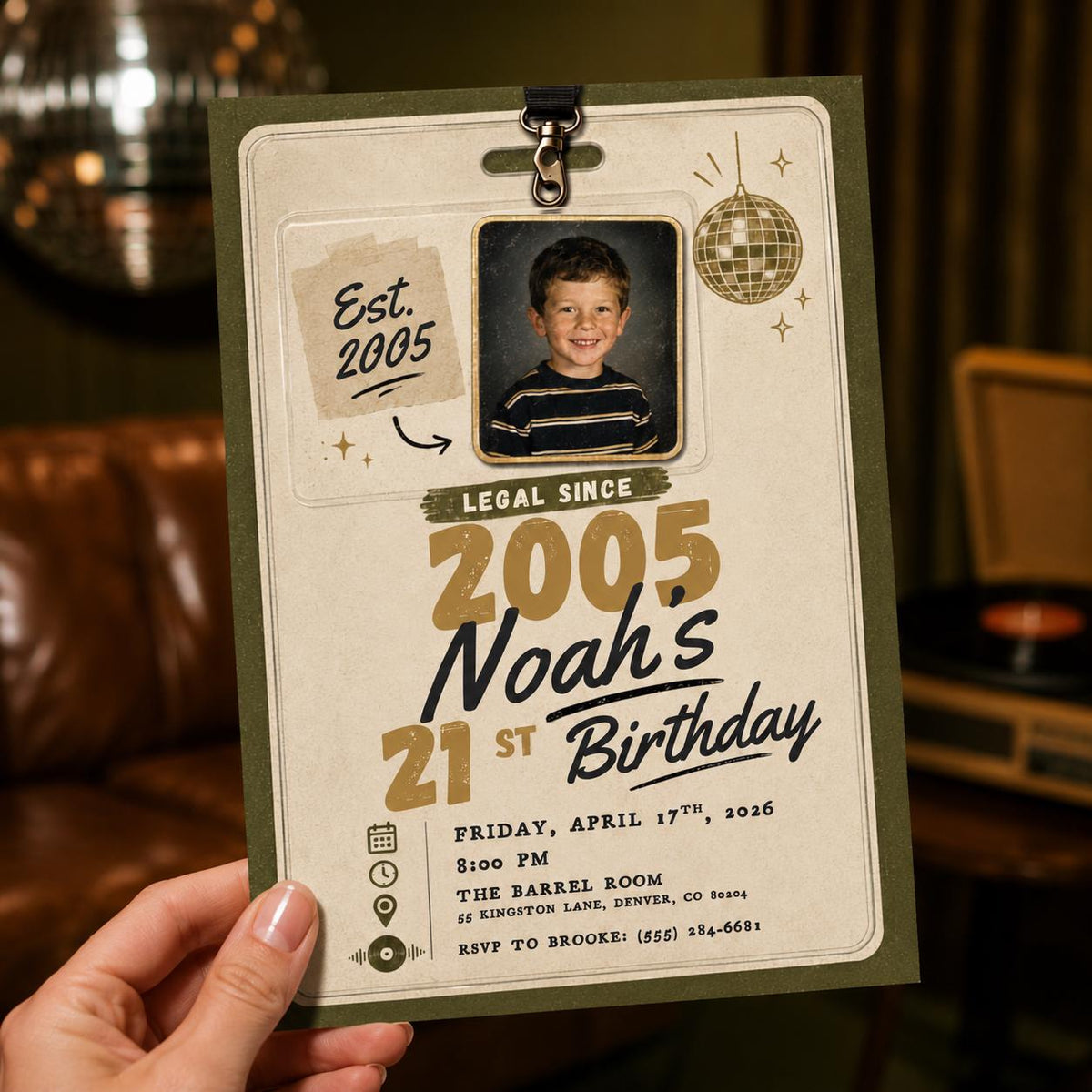 Retro 21st Birthday Photo Invitation — 21st birthday party stationery by VoltBy