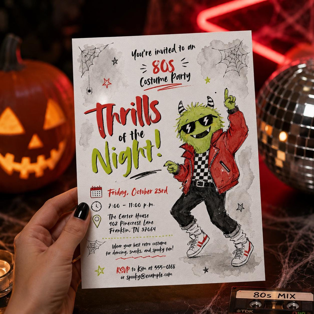 Retro 80s Costume Party Invitation — digital invitation, instant download