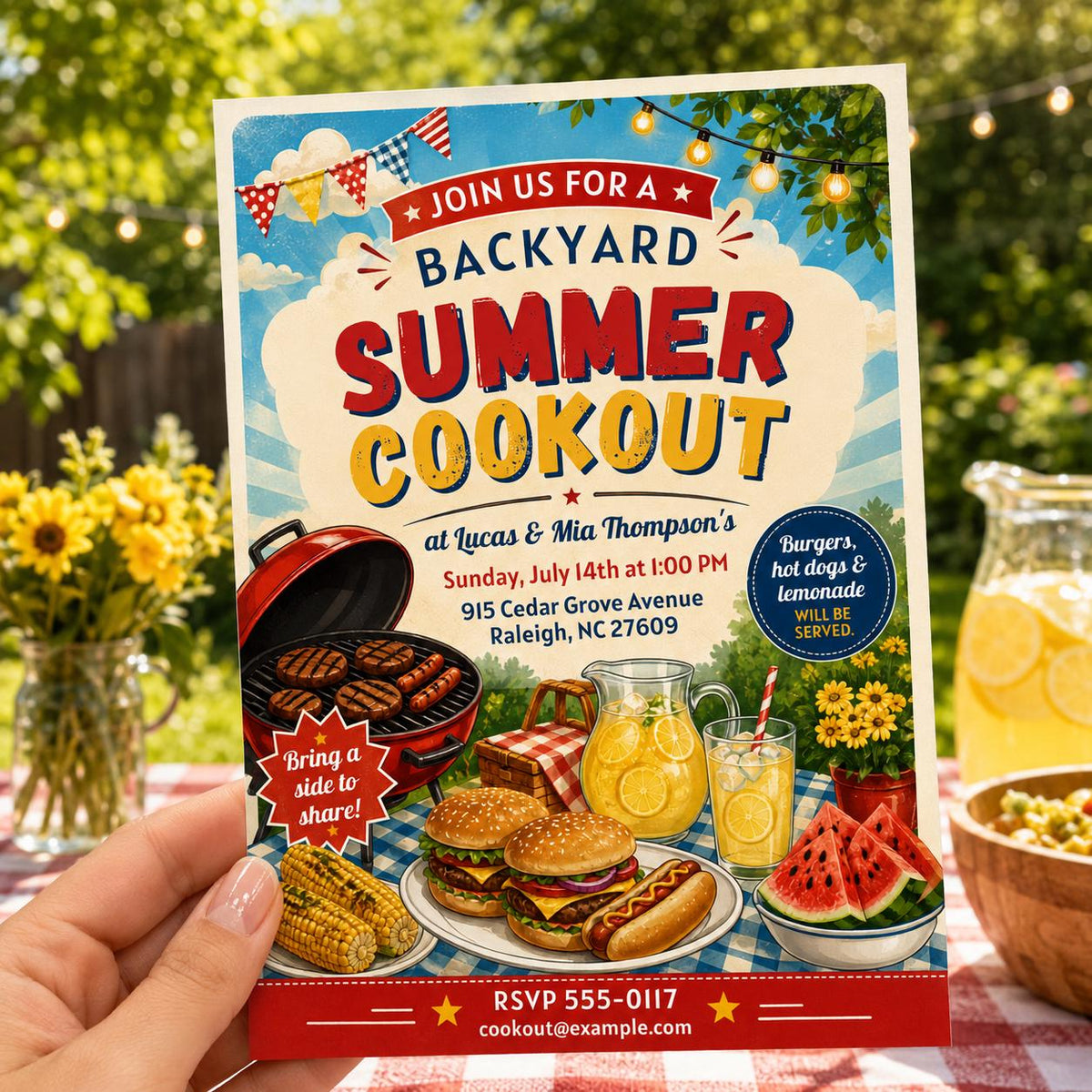 Retro Backyard BBQ Invitation — digital invitation, instant download