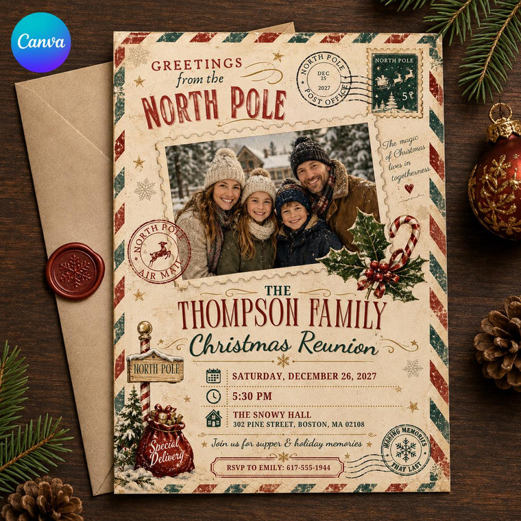 Retro Christmas Party Invitation
