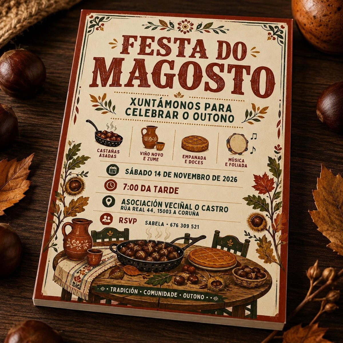 Rustic Festa do Magosto Invitation — magosto stationery by VoltBy