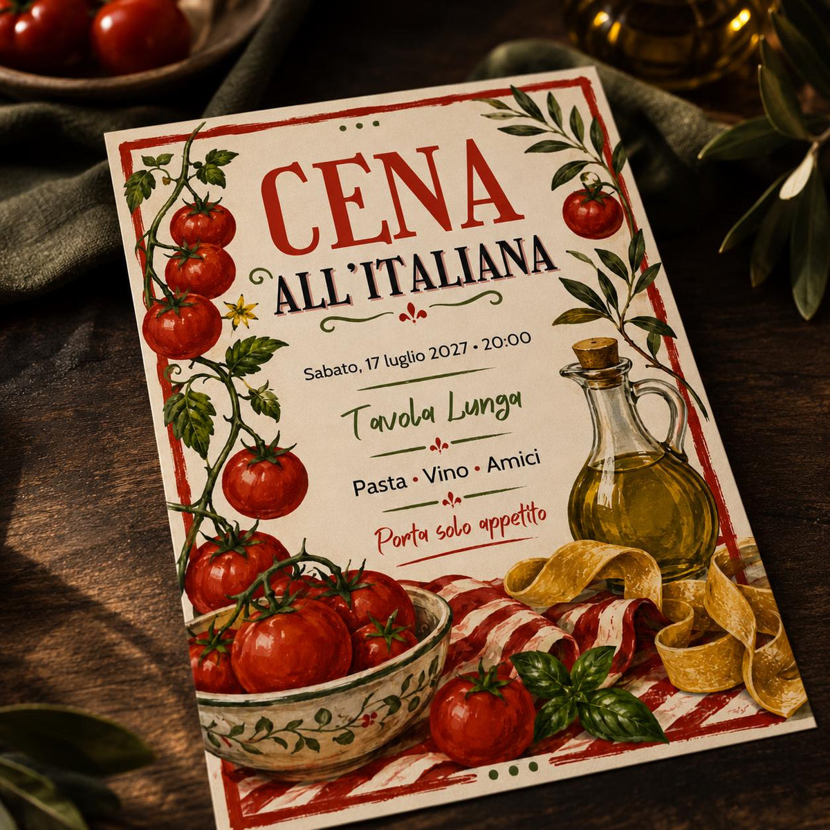 Rustic Italian Dinner Party Invitation — dinner party stationery by VoltBy