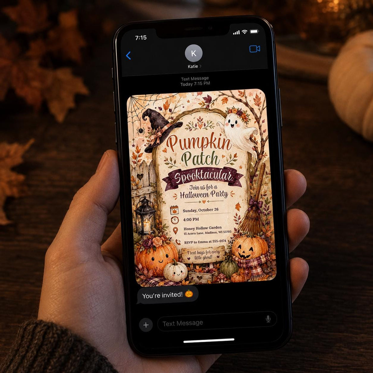 Rustic Pumpkin Patch Halloween Invitation — digital invitation, instant download