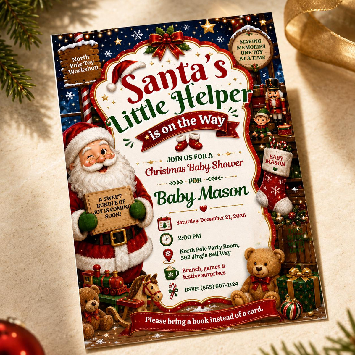 Santa Baby Shower Invitation for Boys — baby shower stationery by VoltBy