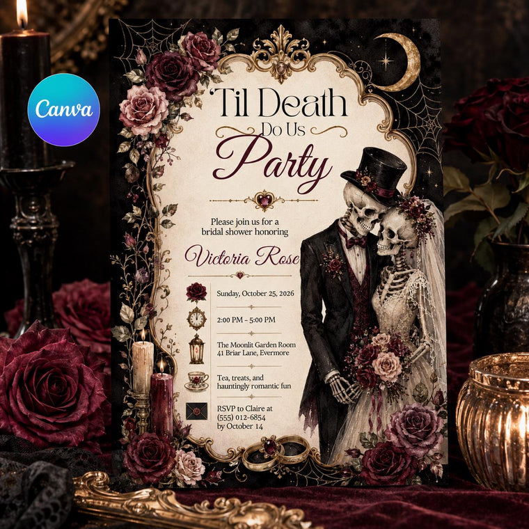 Skeleton Gothic Bridal Shower Invitation